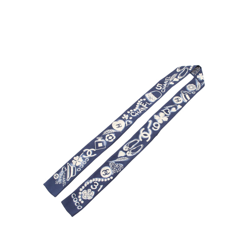 Coco Charms Print Silk Slim Bandeau Scarf - Image 3