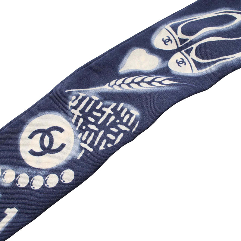 Coco Charms Print Silk Slim Bandeau Scarf - Image 6