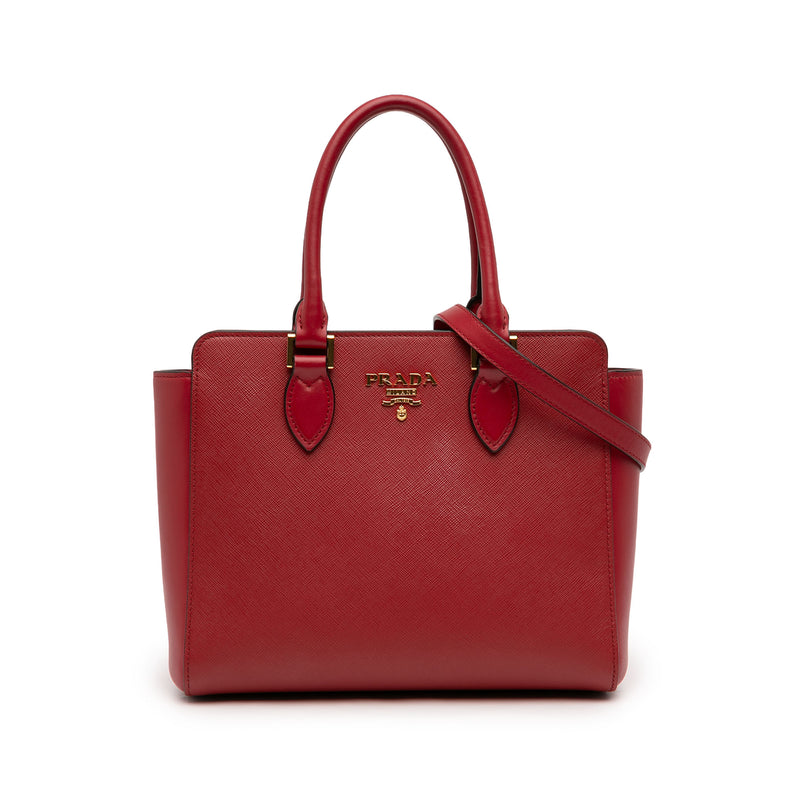 Soft Calf Trimmed Saffiano Lux Zip Convertible Tote