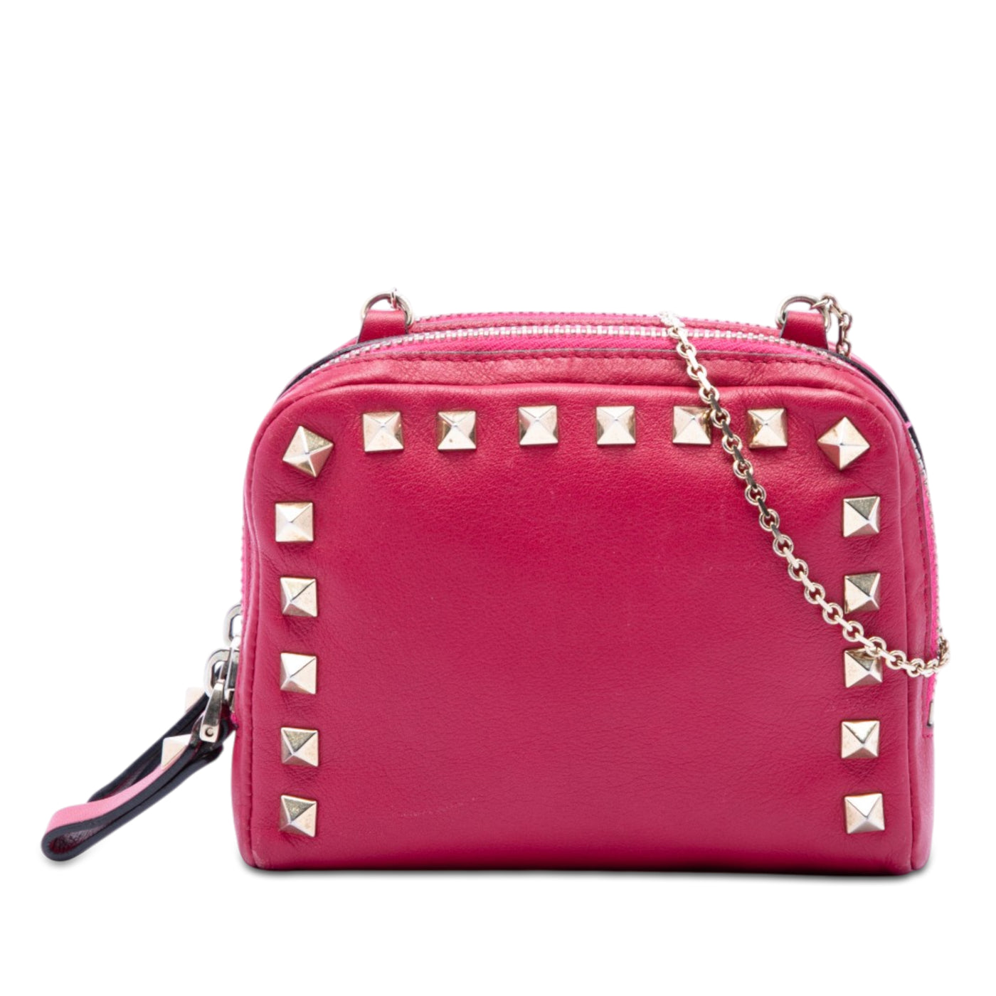 Leather Rockstud Double Zip Chain Crossbody - Image 1