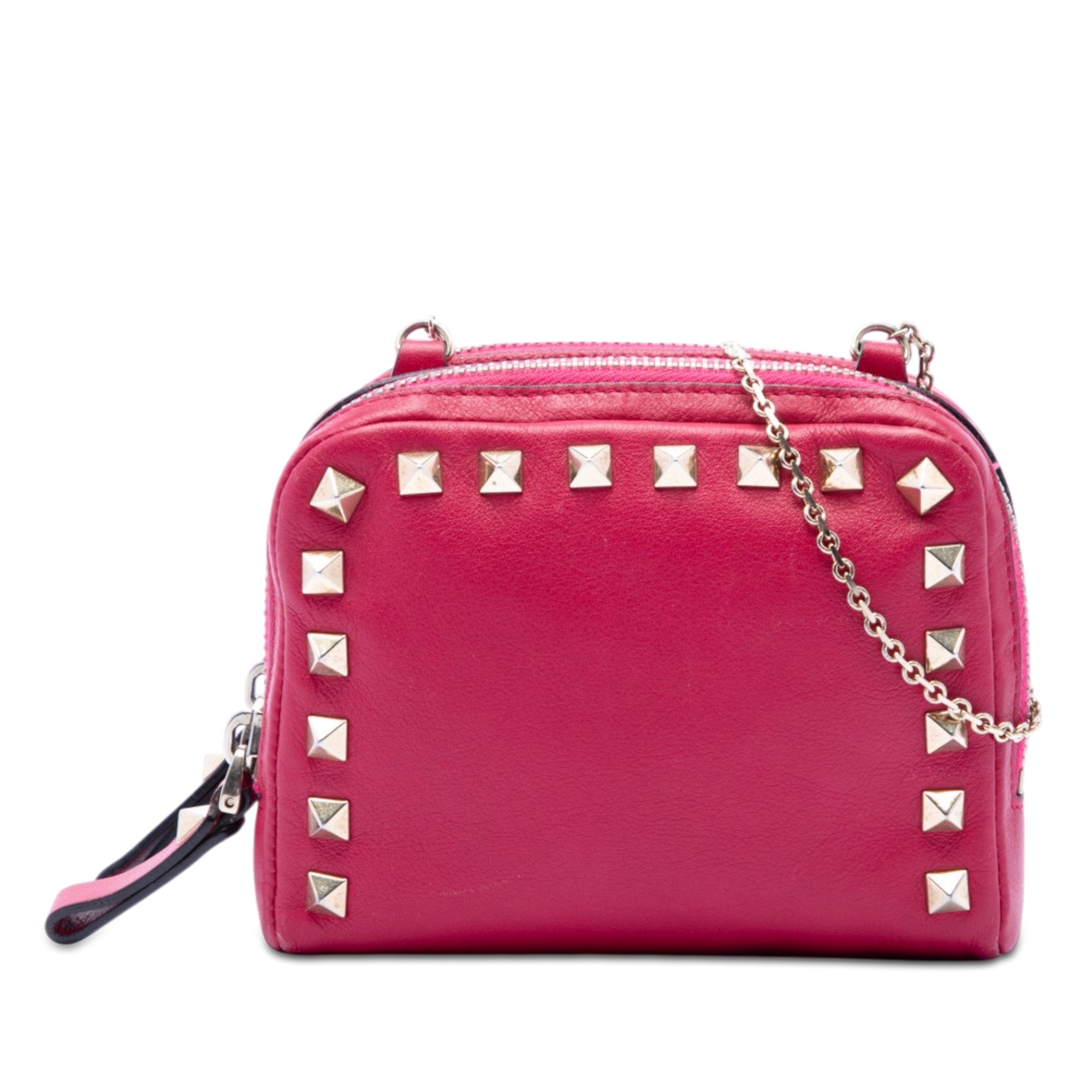 Leather Rockstud Double Zip Chain Crossbody - Image 1