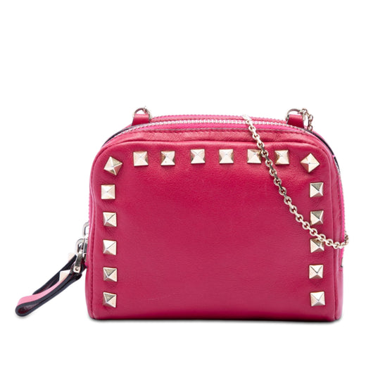 Leather Rockstud Double Zip Chain Crossbody - Image 1