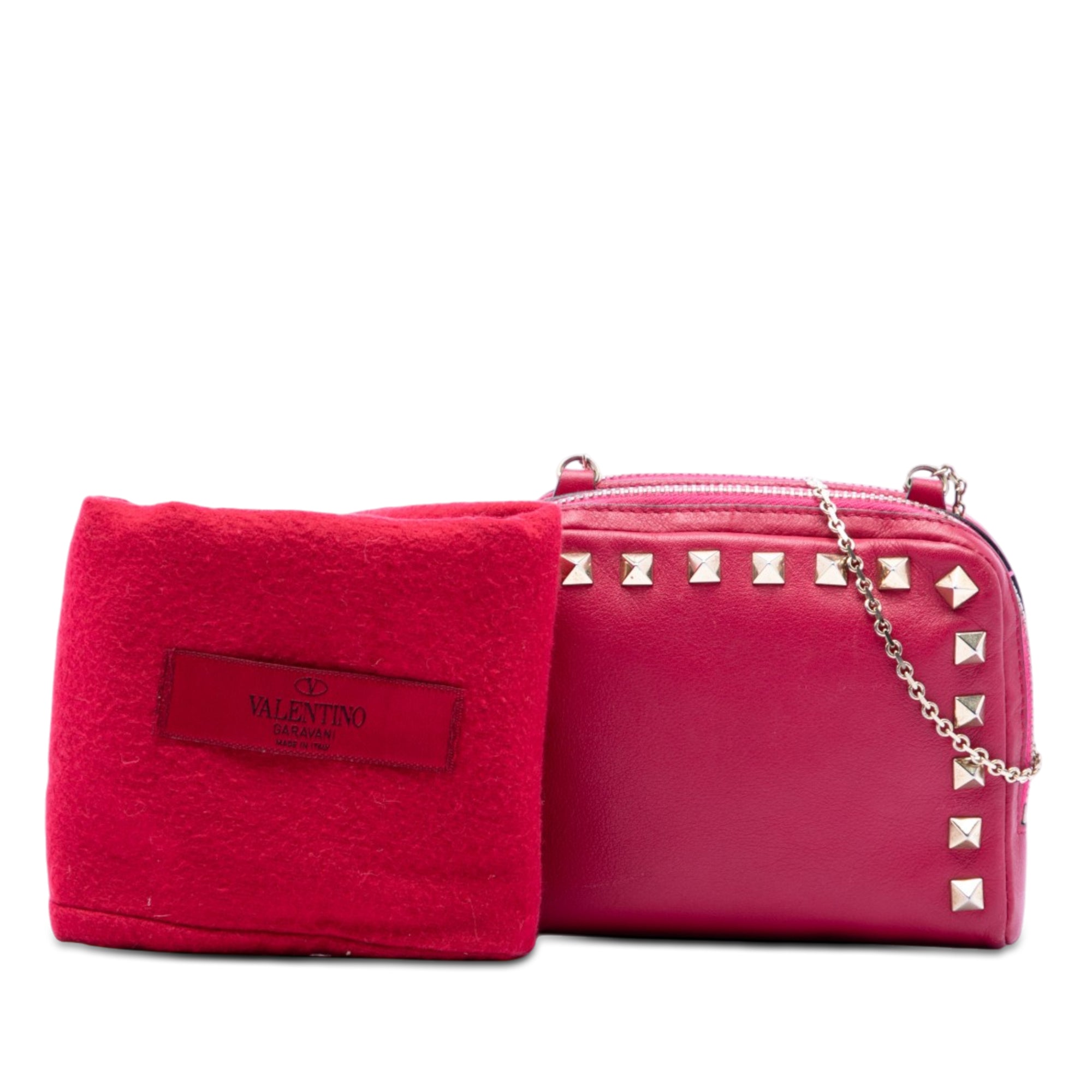 Leather Rockstud Double Zip Chain Crossbody - Image 7