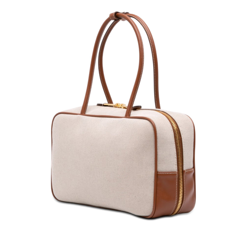 Large Canvas and Leather Logo Beau Handbag - Image 2
