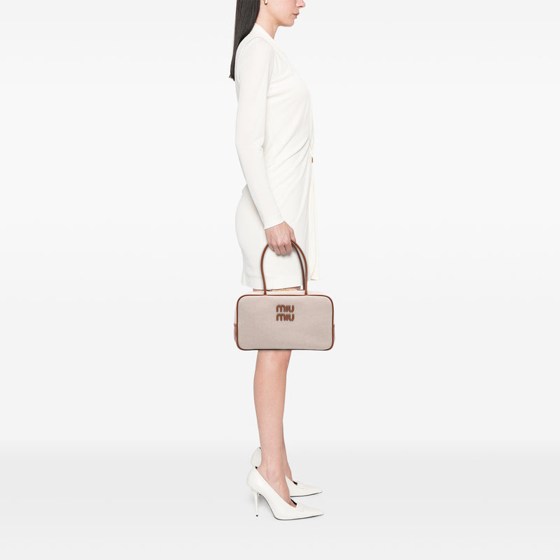 Large Canvas and Leather Logo Beau Handbag - Image 6