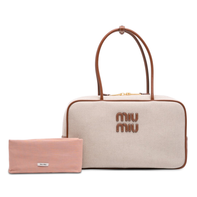 Large Canvas and Leather Logo Beau Handbag - Image 7