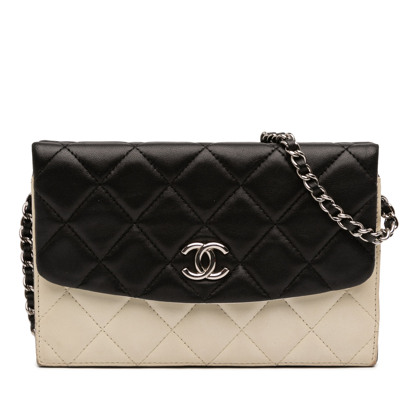 CC Bicolor Quilted Lambskin Double Sided Wallet on Chain - Image 1