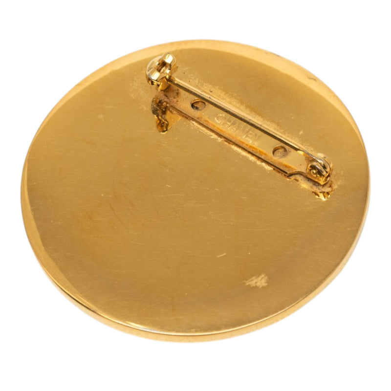 CC Gold Plated and Enamel Round Brooch - Image 2