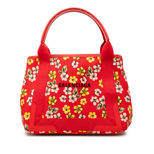 Canvas Floral Print Navy Cabas S - Image 1