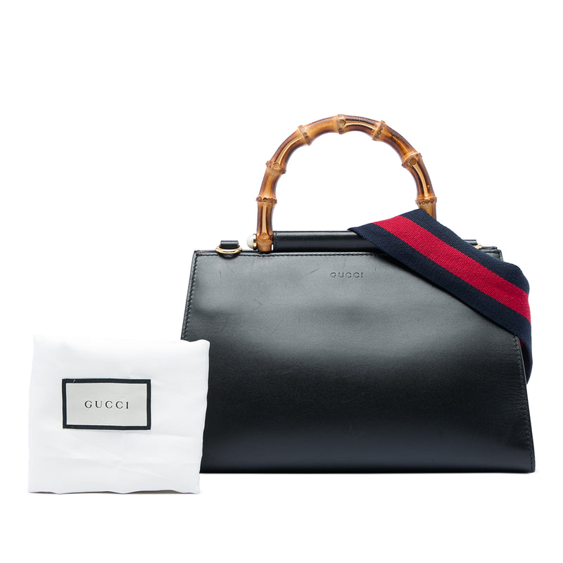 Small Calfskin Bamboo Web Nymphaea Satchel - Image 8