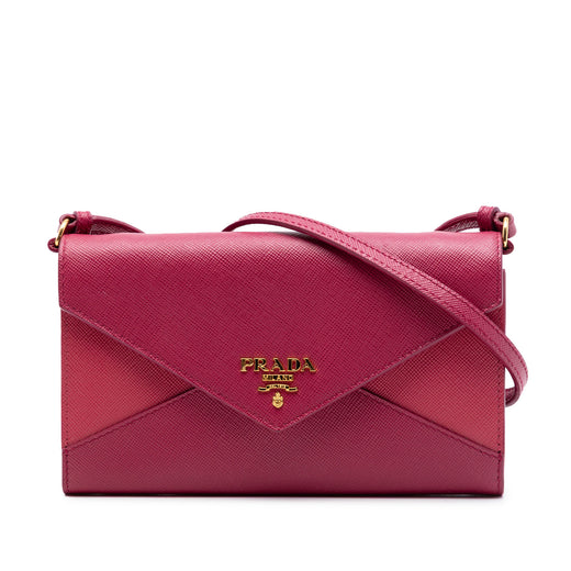 Bicolor Saffiano Envelope Wallet On Strap - Image 1