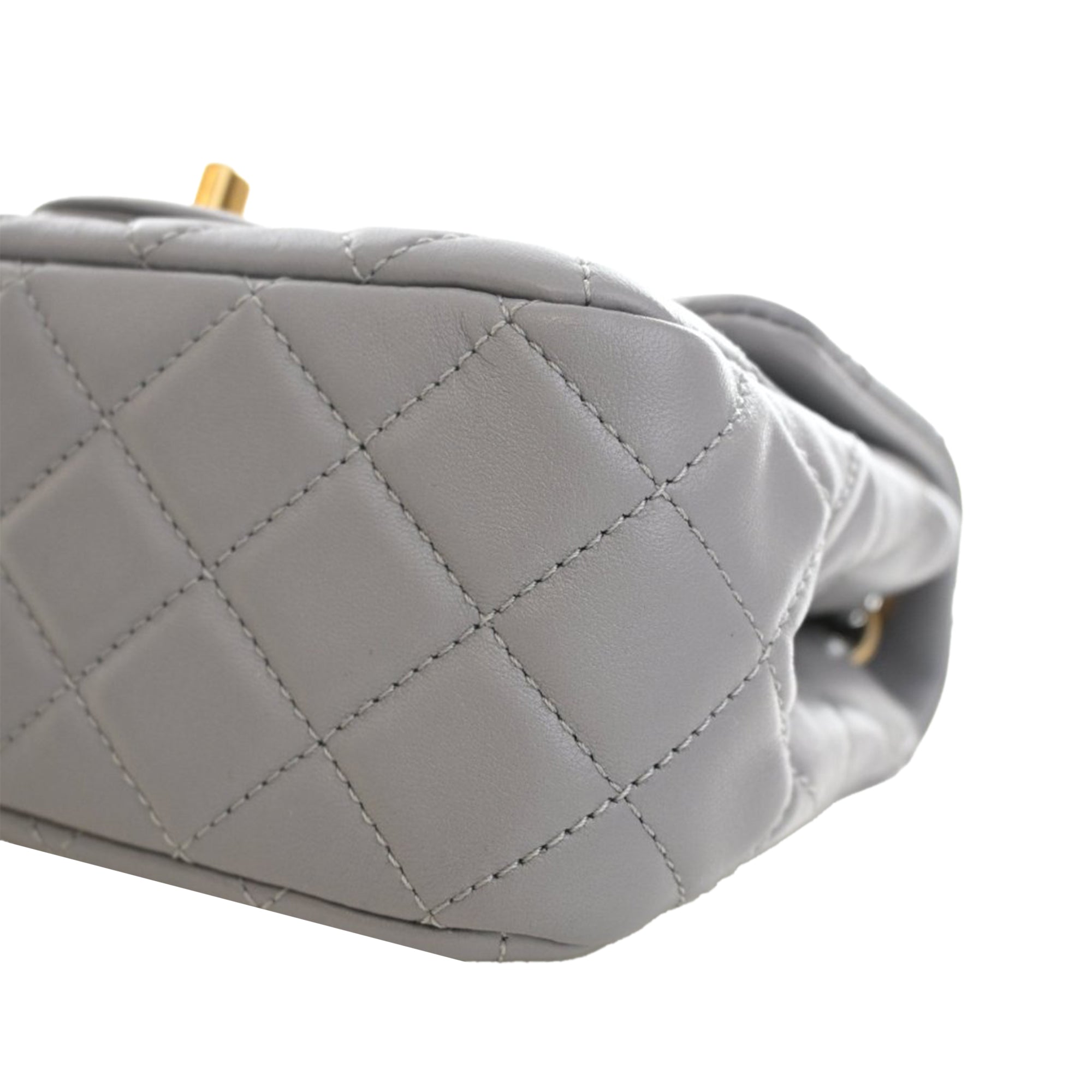 Mini Square Classic Lambskin Pearl Crush Single Flap - Image 11