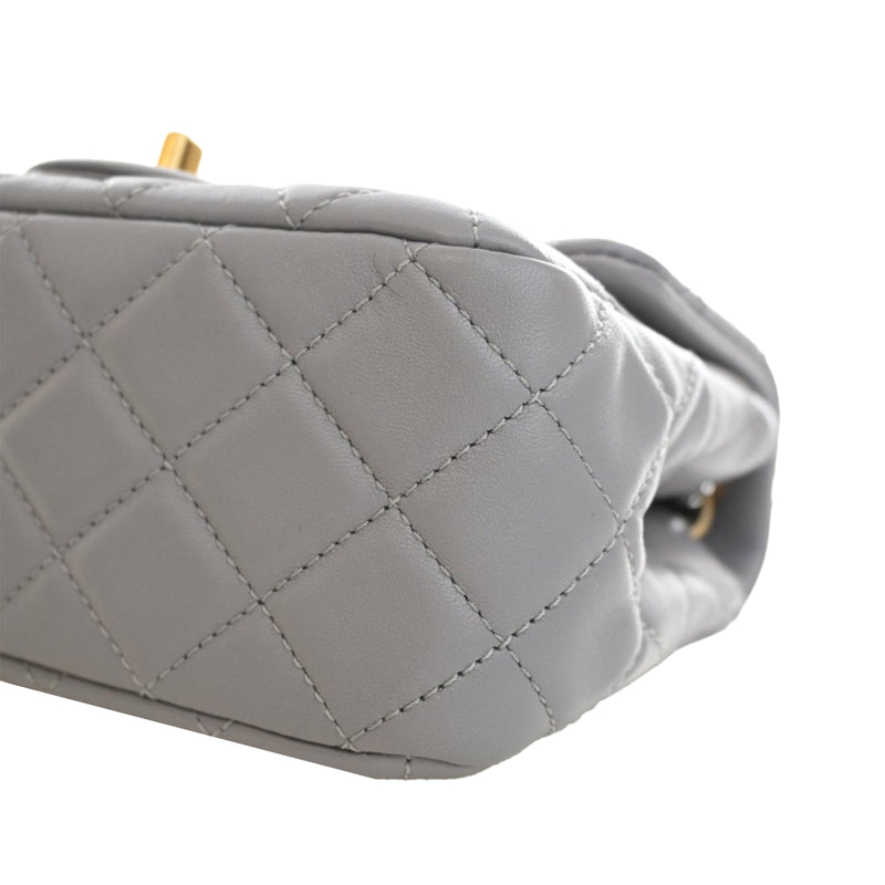 Mini Square Classic Lambskin Pearl Crush Single Flap - Image 11