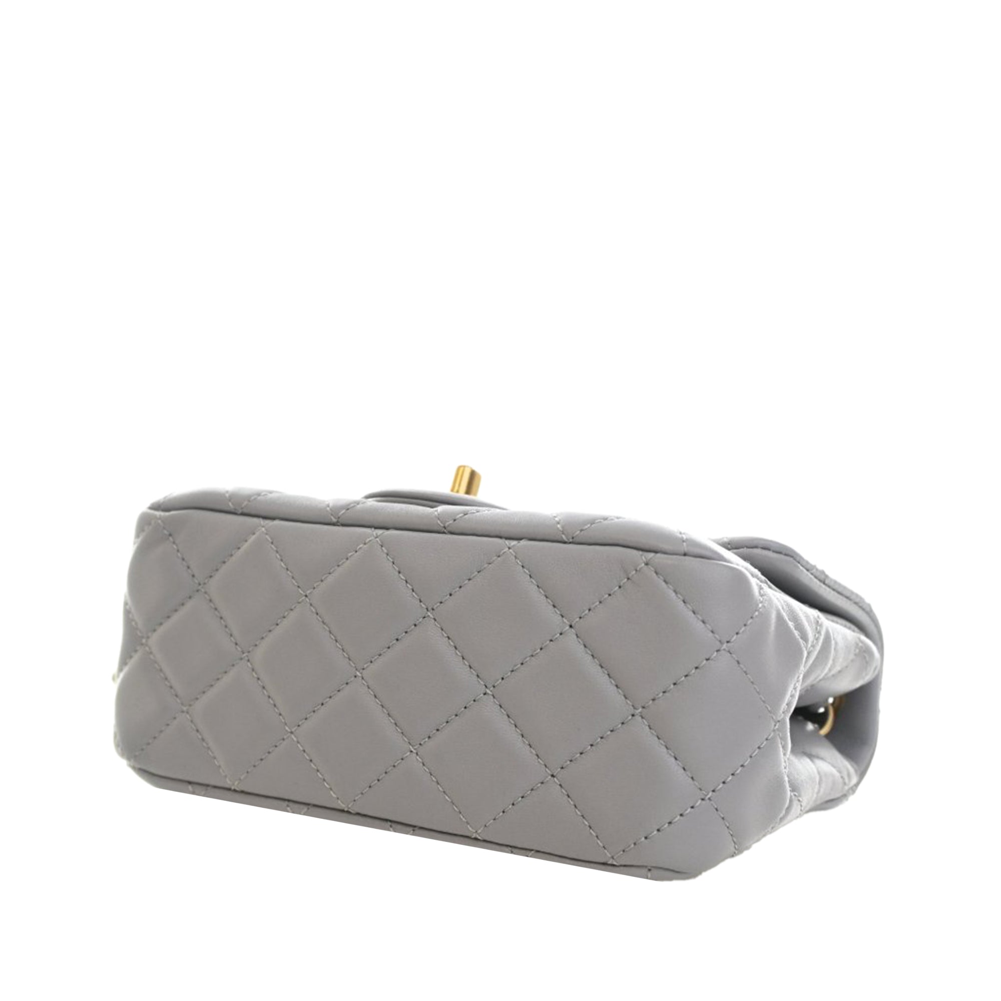 Mini Square Classic Lambskin Pearl Crush Single Flap - Image 12