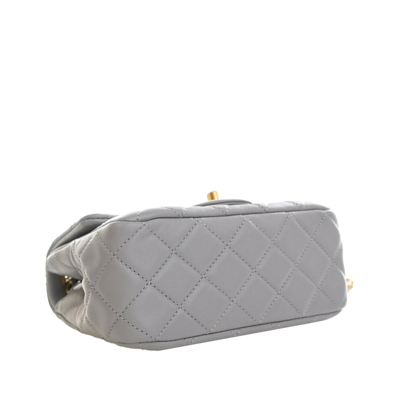Mini Square Classic Lambskin Pearl Crush Single Flap - Image 13