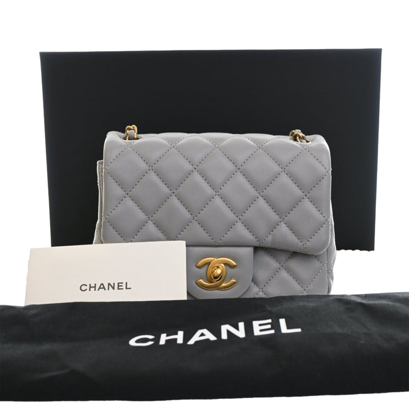 Mini Square Classic Lambskin Pearl Crush Single Flap - Image 15
