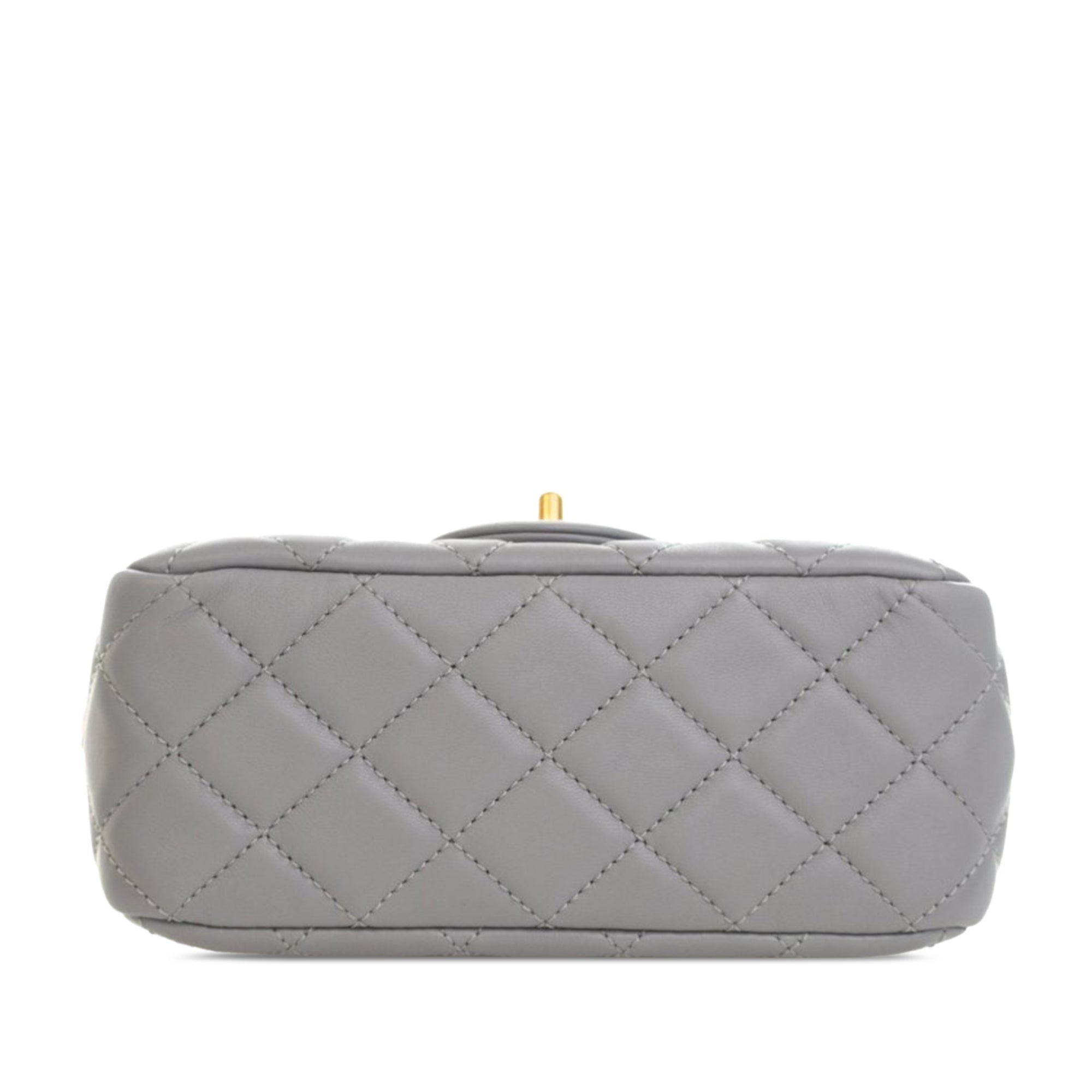 Mini Square Classic Lambskin Pearl Crush Single Flap - Image 4