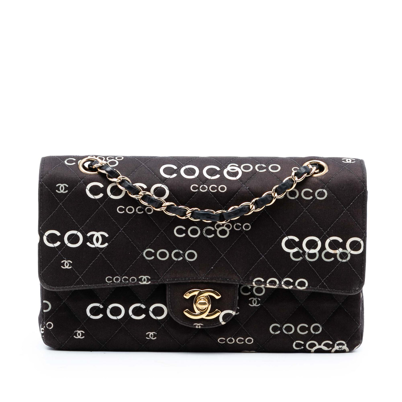 Medium Classic Canvas Coco Print Double Flap - Image 1