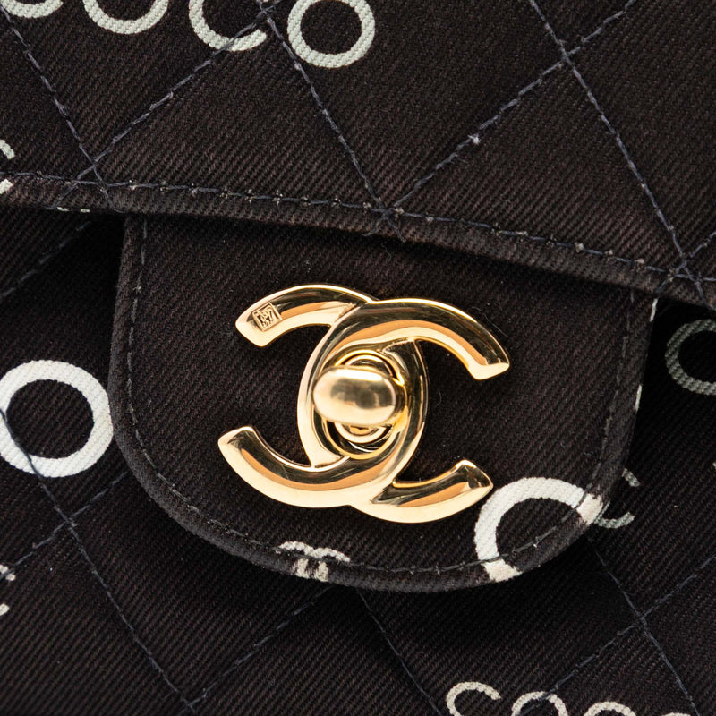 Medium Classic Canvas Coco Print Double Flap - Image 6
