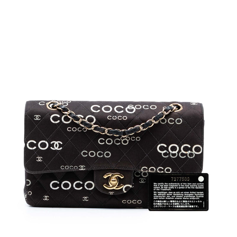 Medium Classic Canvas Coco Print Double Flap - Image 8