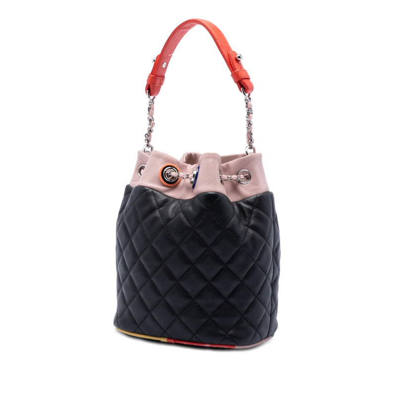 CC Multicolor Quilted Lambskin Cuba Drawstring Bucket Bag - Image 2