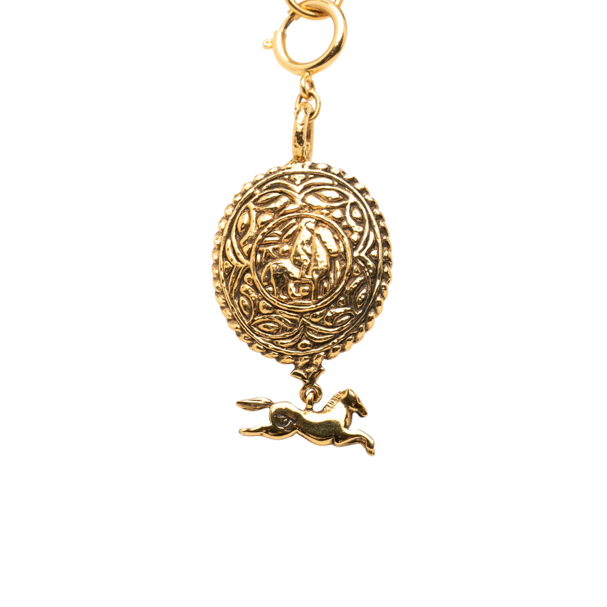 Gold Plated Knight Horse Pendant Necklace - Image 2