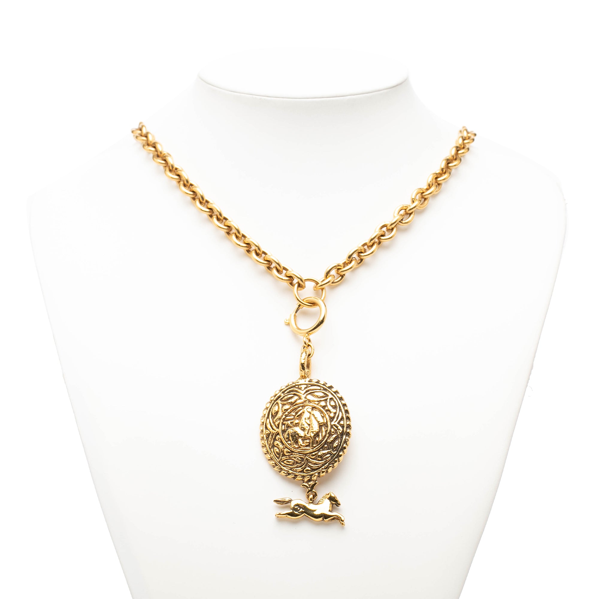 Gold Plated Knight Horse Pendant Necklace - Image 4