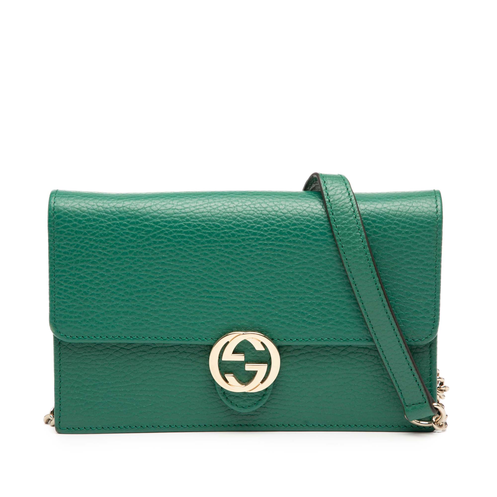 Dollar Calfskin Interlocking G Wallet on Chain - Image 1