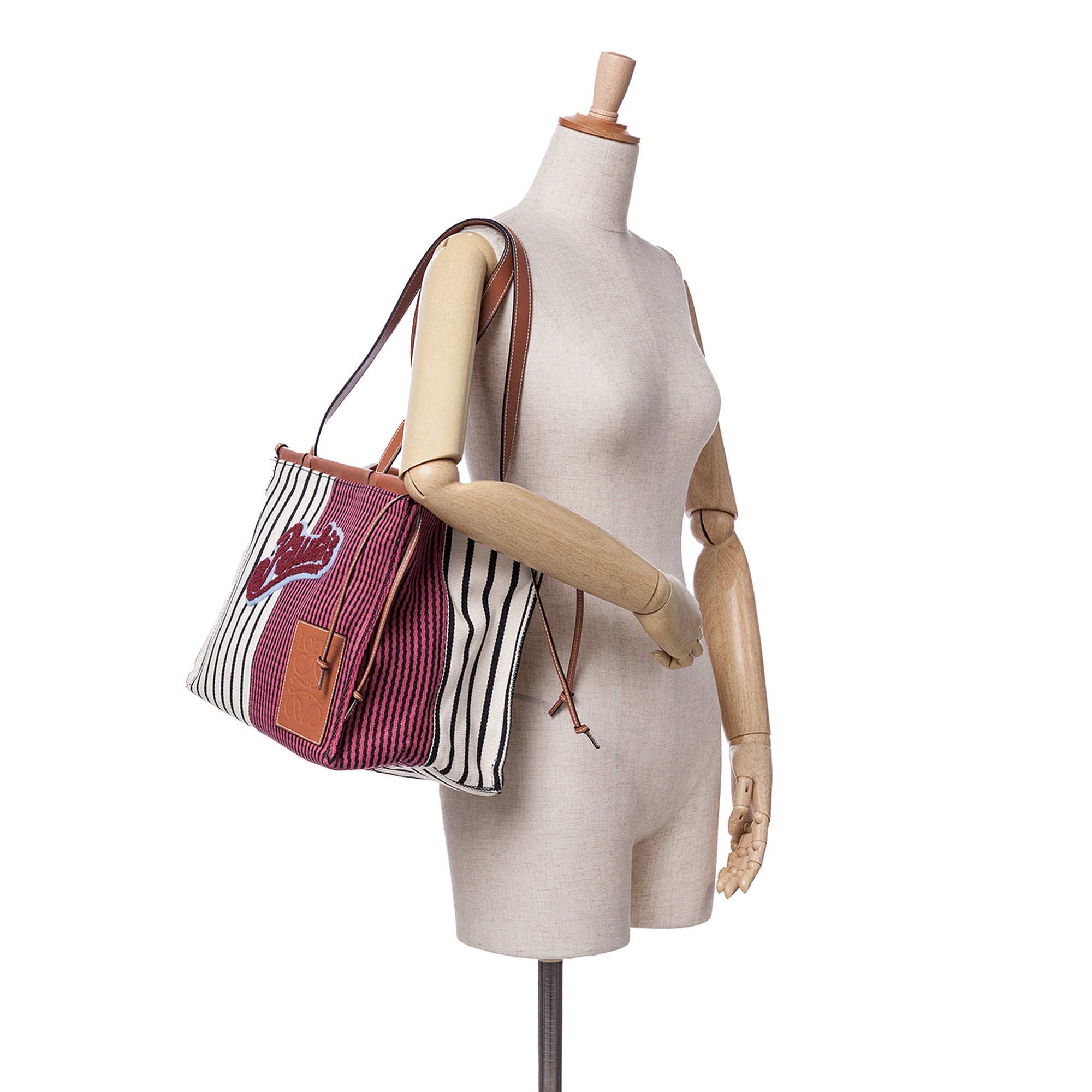 Paulas Ibiza Large Canvas Stripes Cushion Tote - Image 10