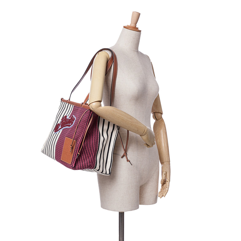 Paulas Ibiza Large Canvas Stripes Cushion Tote - Image 10
