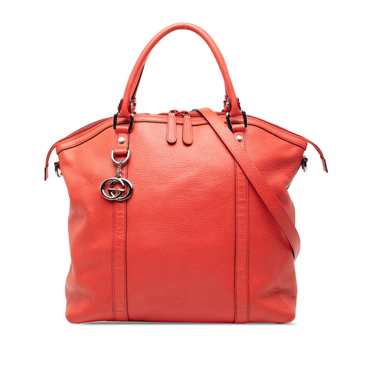 Large Leather Charm Dome Satchel - Image 1