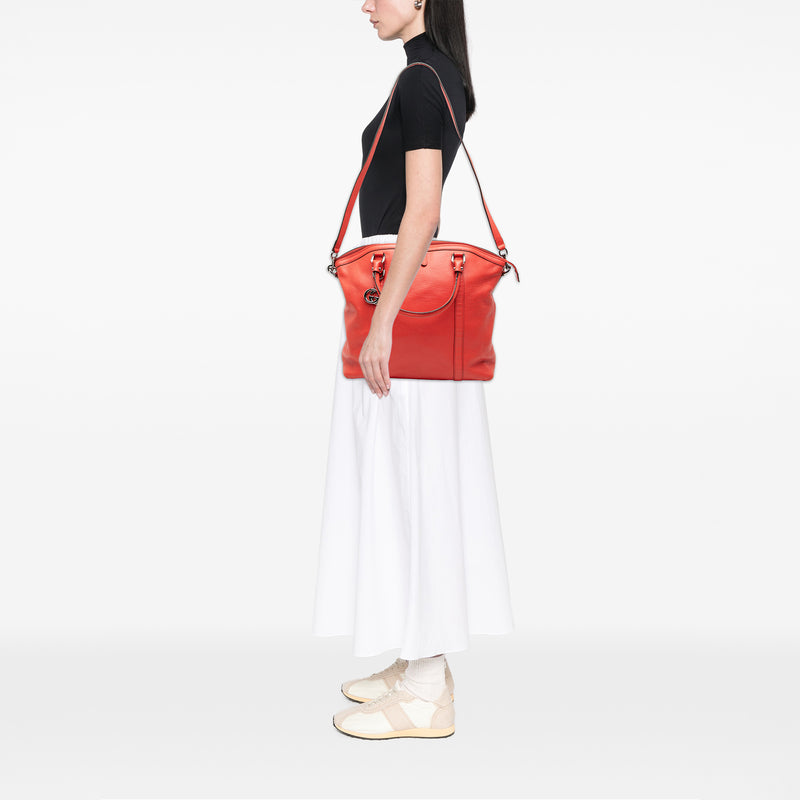 Large Leather Charm Dome Satchel - Image 7