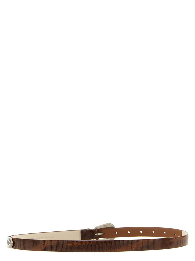 Brunello Cucinelli Carved Leather Belt — Brown