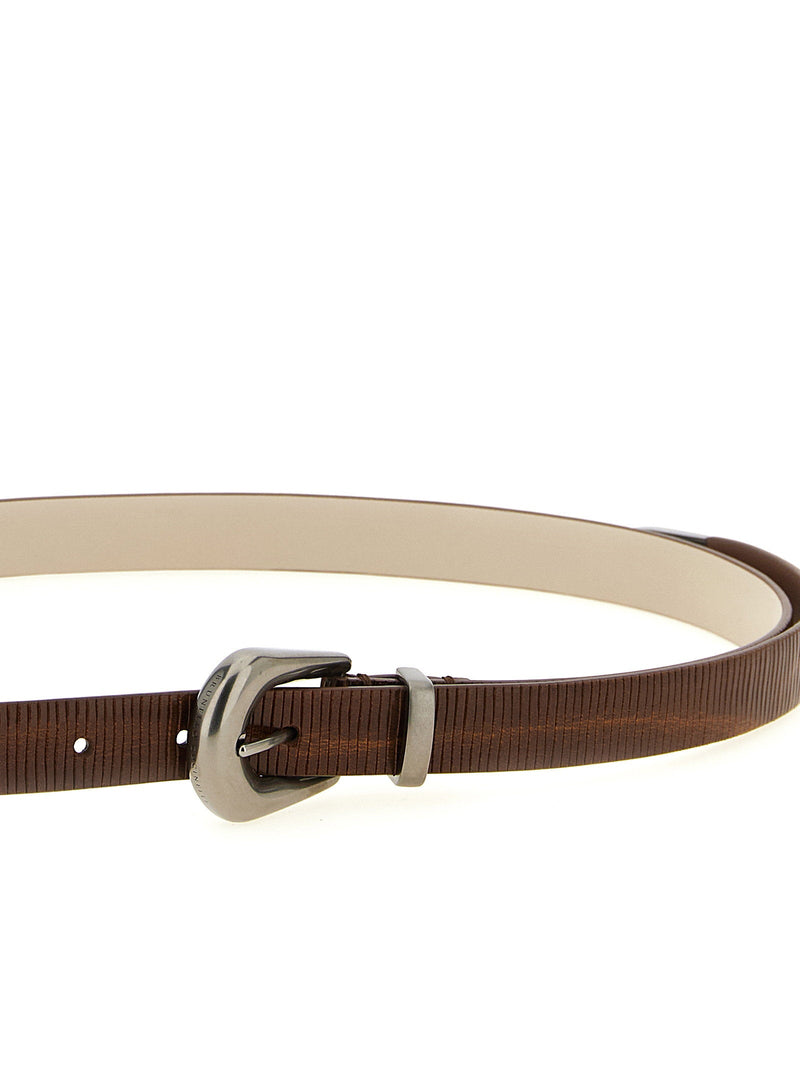 Brunello Cucinelli Carved Leather Belt — Brown