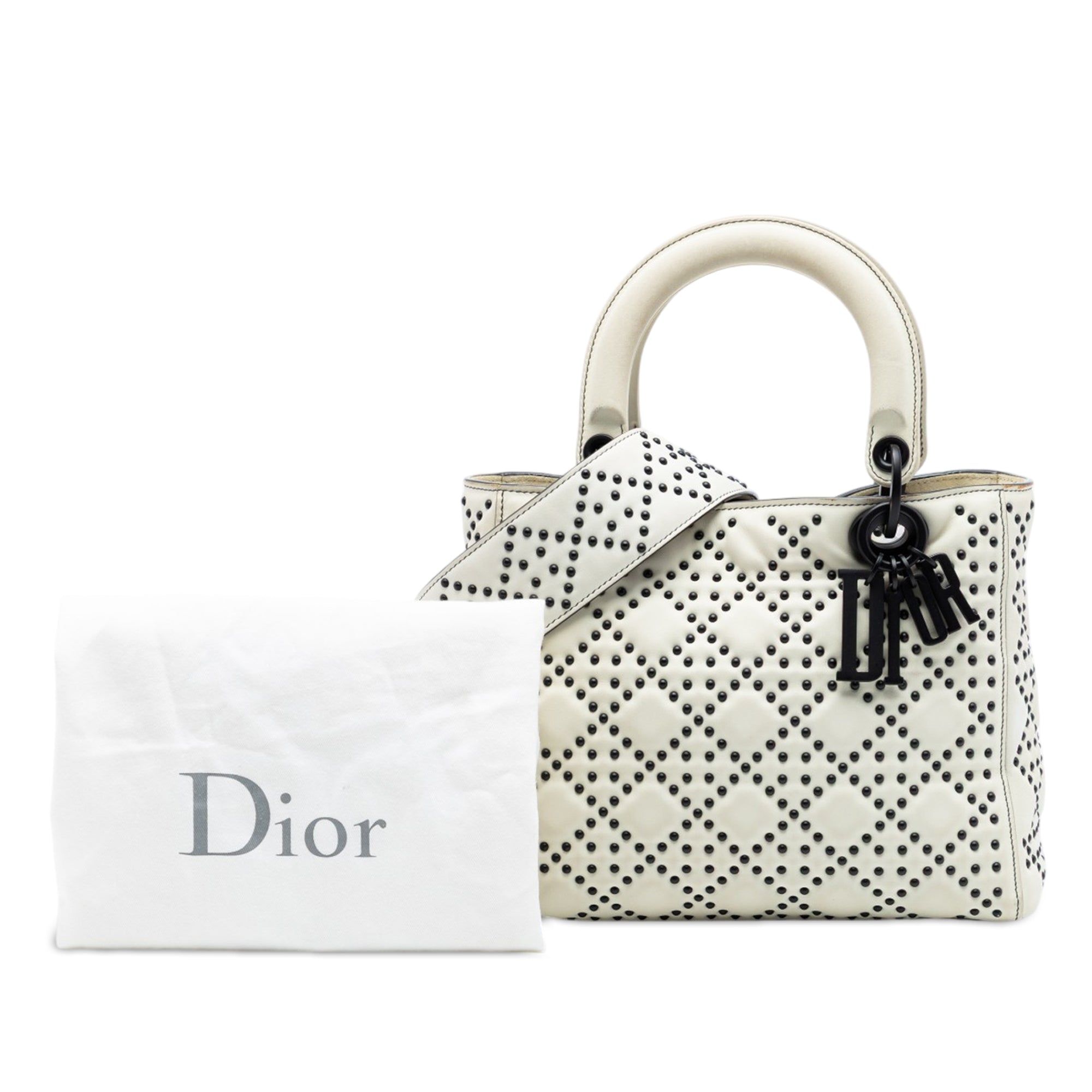 Medium Lambskin Cannage Studded Supple Lady Dior - Image 8