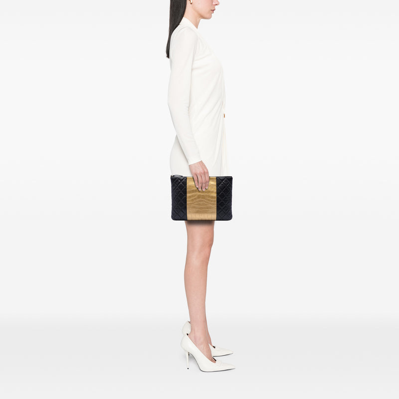 Quilted Lambskin and Crocodile Embossed Metallic Calfskin Reissue 2.55 Clutch - Image 6