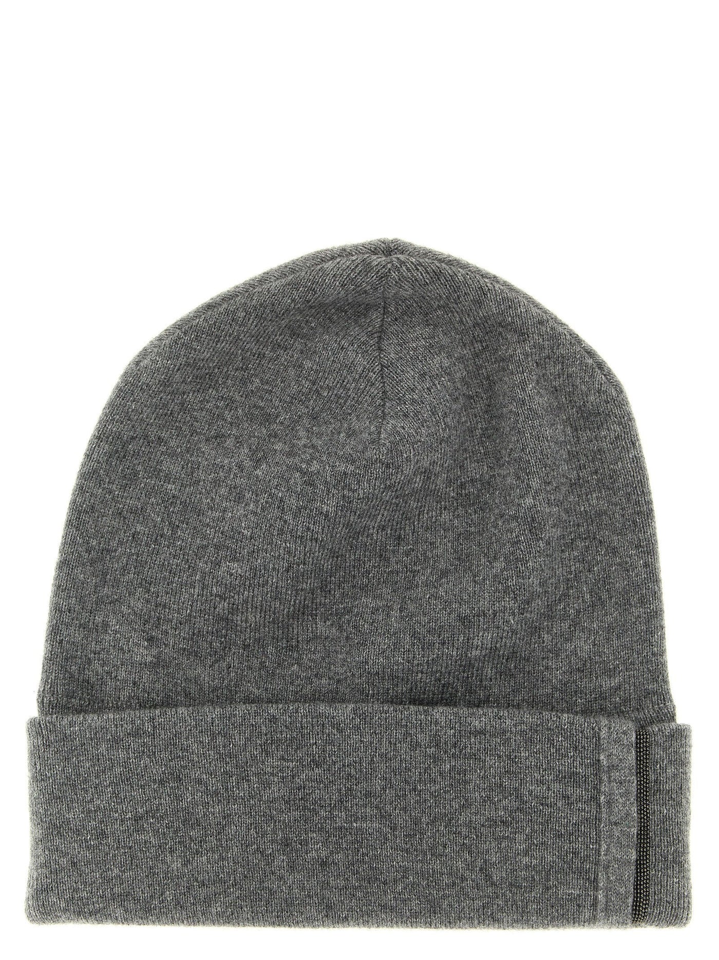 Brunello Cucinelli Beanie — Gray Pure Cashmere Beanies