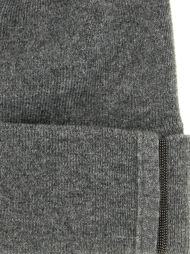 Brunello Cucinelli Beanie — Gray Pure Cashmere Beanies