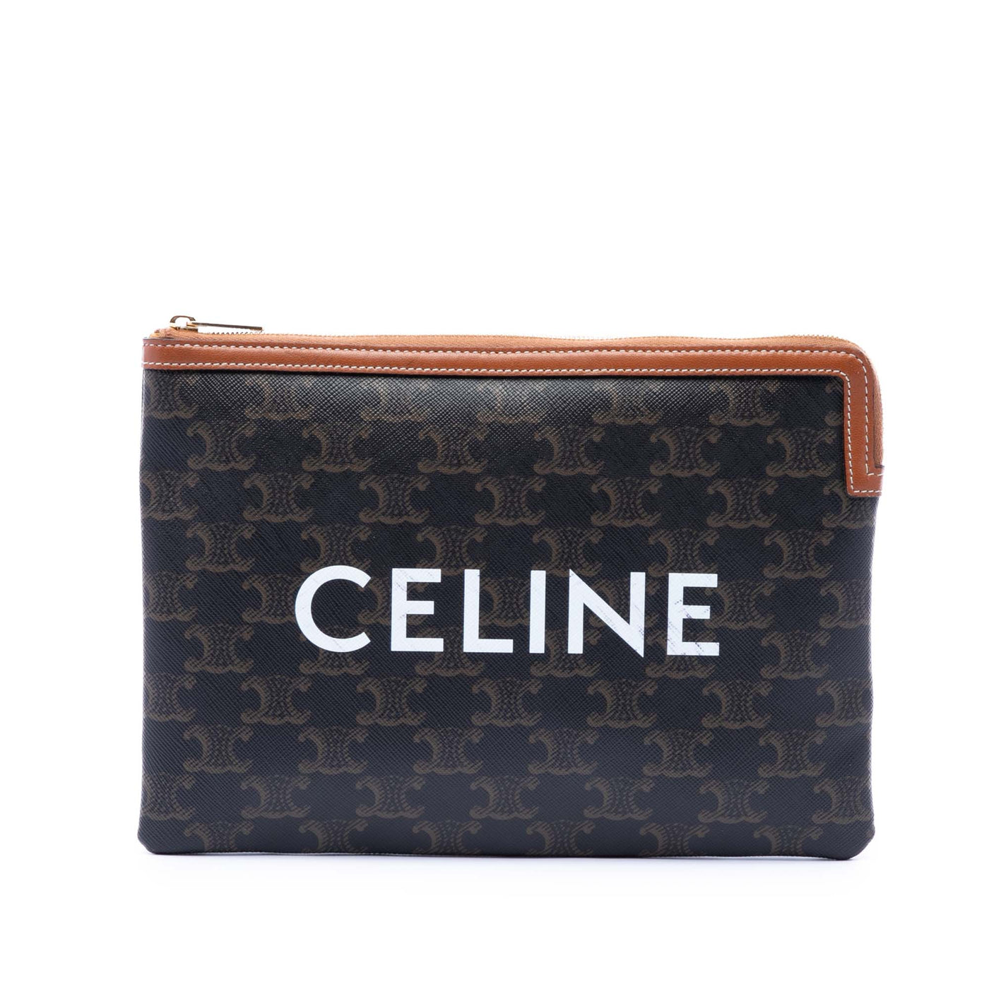 Small Triomphe Coated Canvas Clutch - Image 1