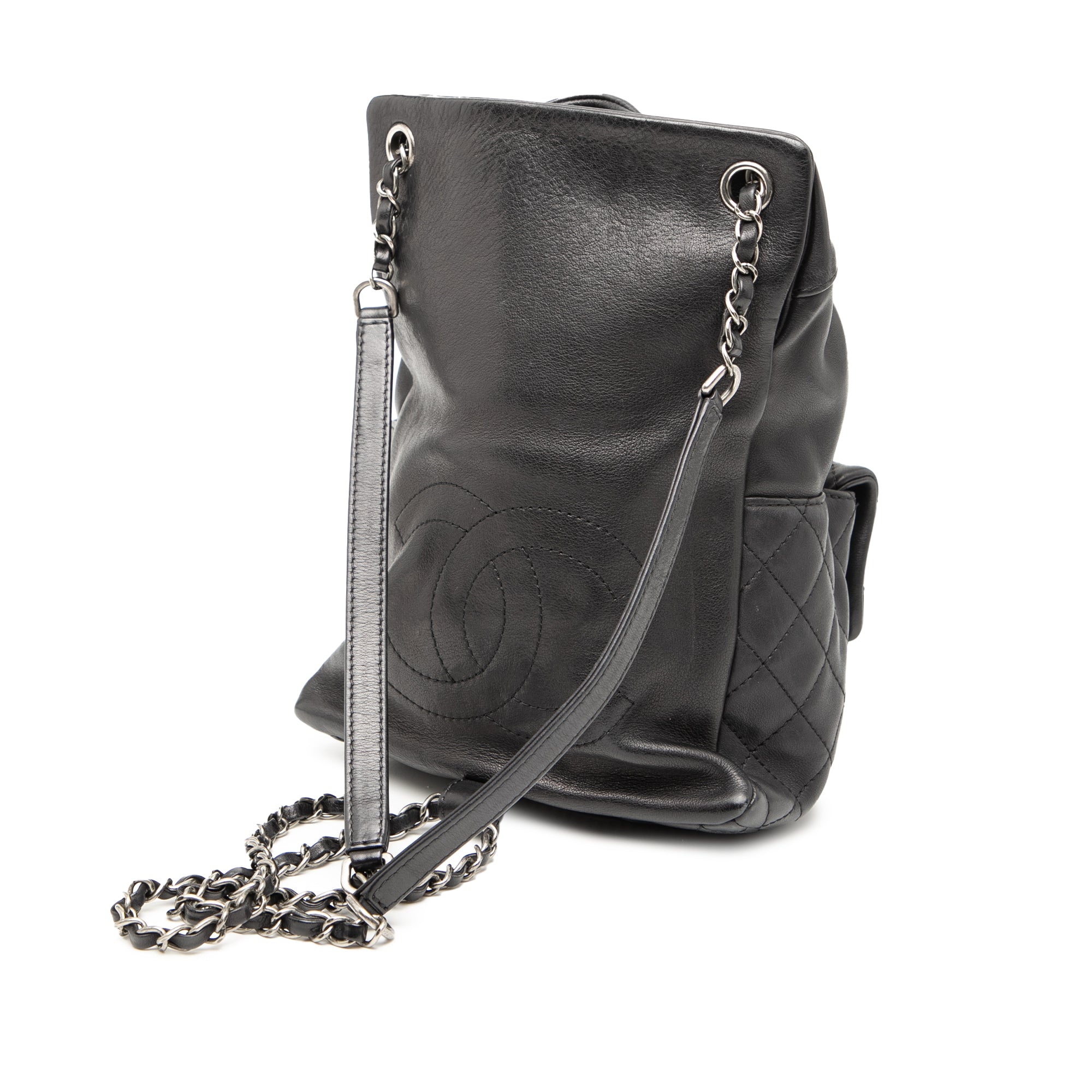 Small CC Calfskin Drawstring Flap Backpack - Image 2