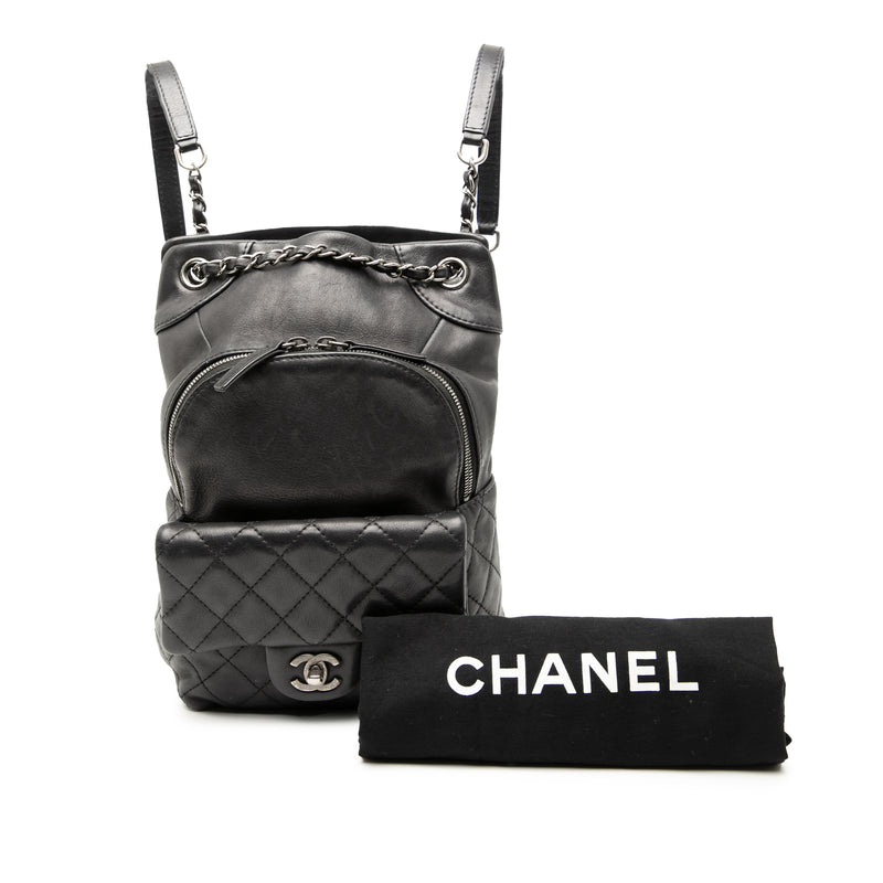 Small CC Calfskin Drawstring Flap Backpack - Image 9