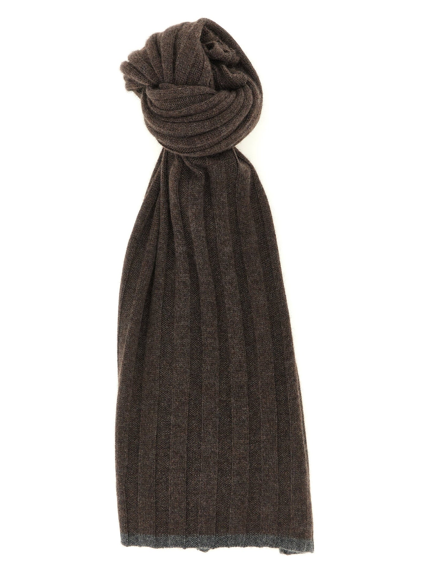 Brunello Cucinelli Ribbed Cashmere Scarf — Brown Pure Scarfs
