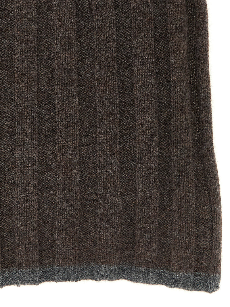Brunello Cucinelli Ribbed Cashmere Scarf — Brown Pure Scarfs