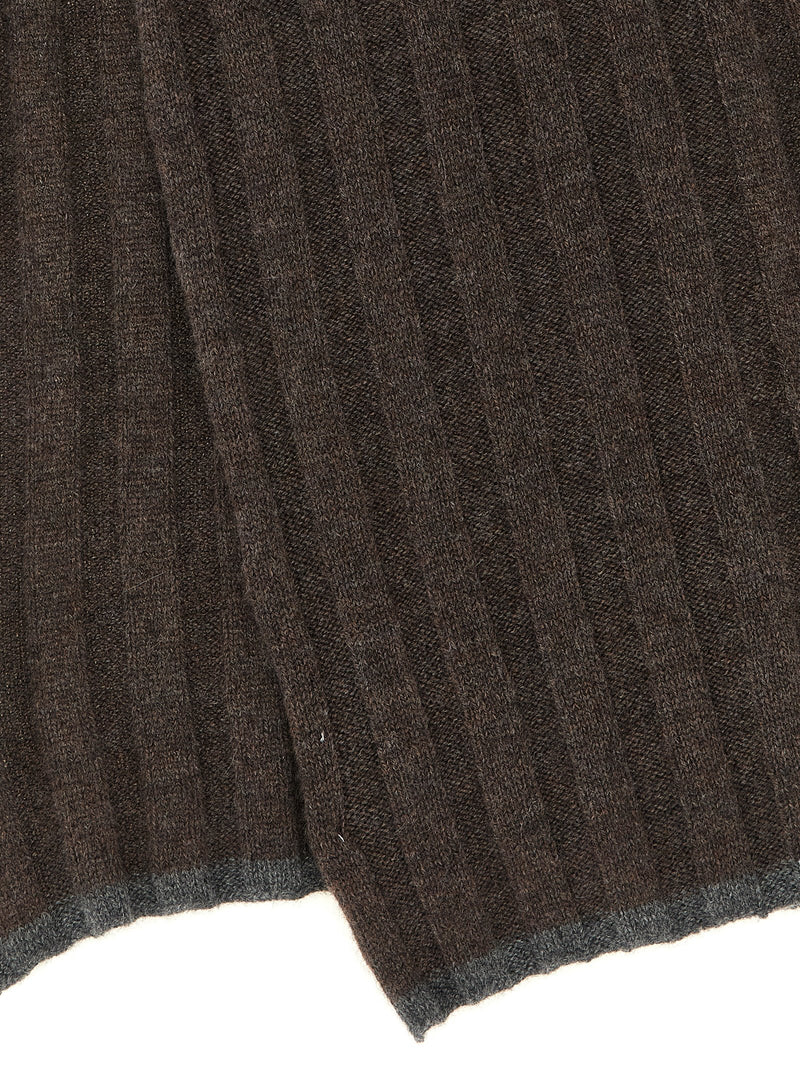 Brunello Cucinelli Ribbed Cashmere Scarf — Brown Pure Scarfs