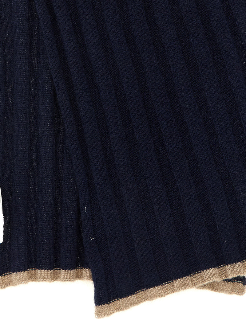 Brunello Cucinelli Ribbed Cashmere Scarf — Navy Pure Scarfs