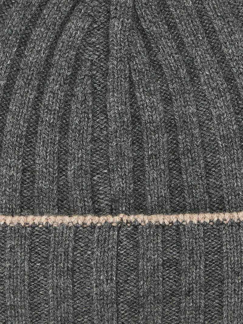 Brunello Cucinelli Ribbed Cashmere Beanie — Grey Winter Hats