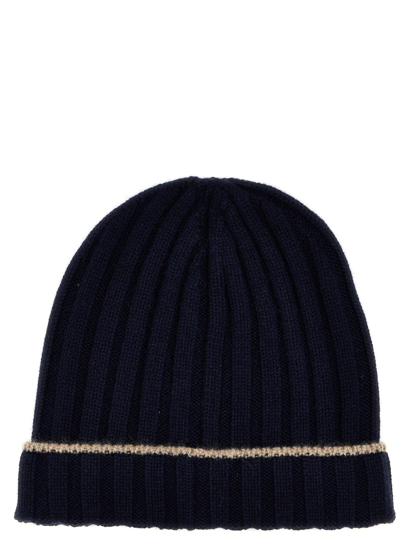 Brunello Cucinelli Ribbed Cashmere Beanie — Navy Beanies
