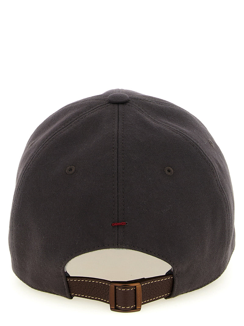 Brunello Cucinelli Logo-Embroidered Cotton Baseball Cap — Gray Pure Caps