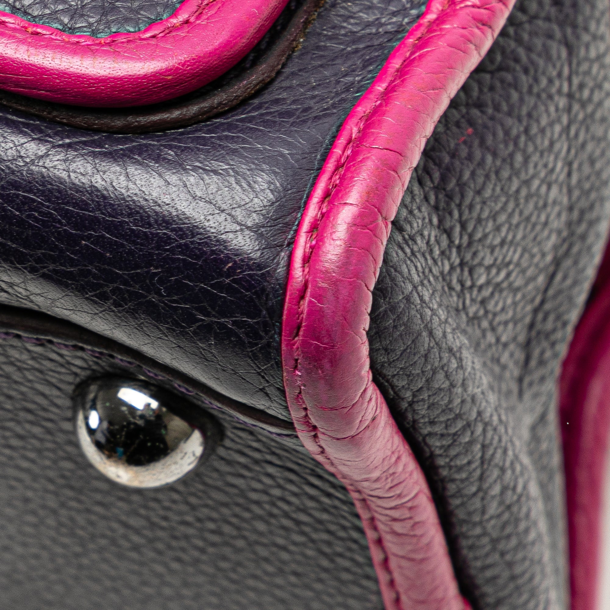 Grained Bicolor Calfskin Cruz Satchel - Image 11