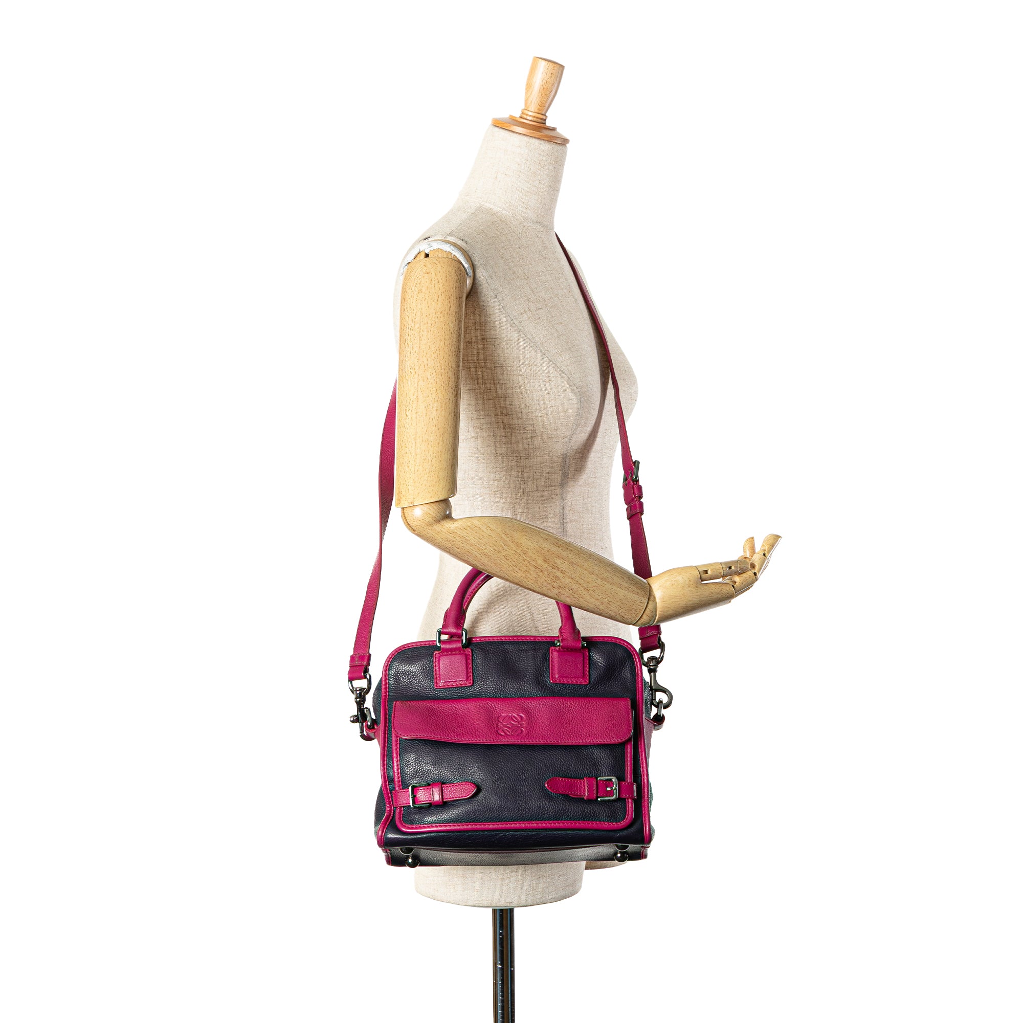 Grained Bicolor Calfskin Cruz Satchel - Image 14